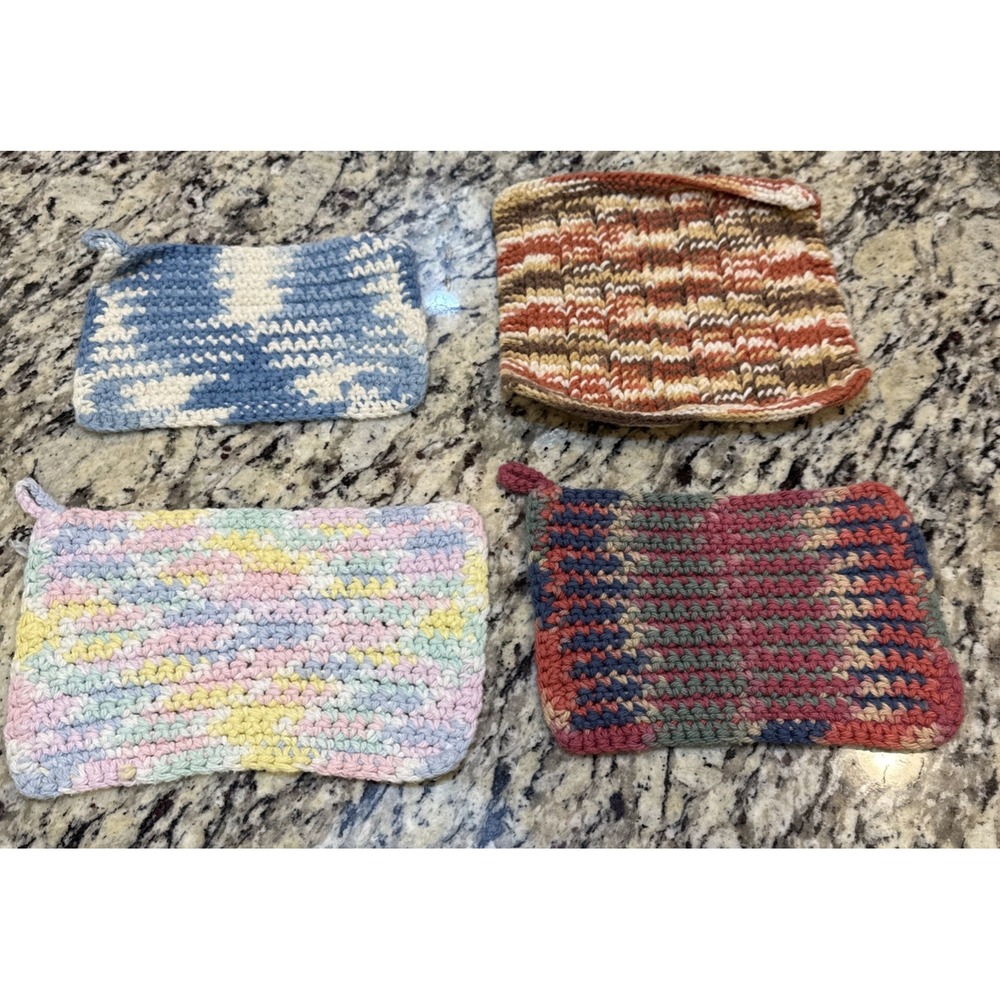 Set of 4 Handmade-Crocheted 100% Cotton Dish/WashCloth Gift